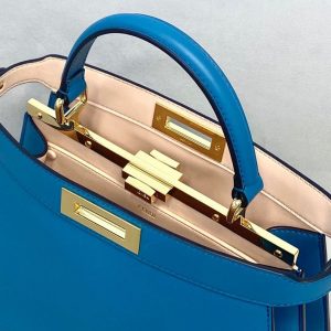 Fendi 70193 Peekaboo ISEEU MEDIUM Blue Leather Bag - luxibagsmall