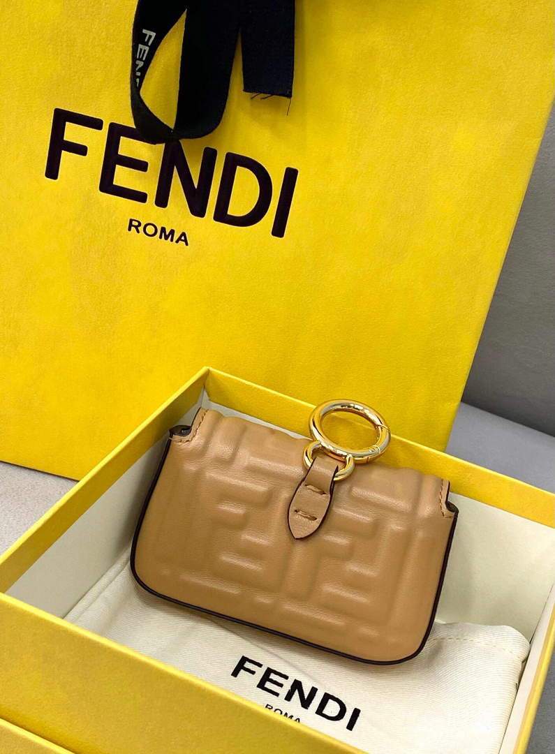 Fendi 7AR844 Nano Baguette Charm Apricot Nappa Leather - luxibagsmall