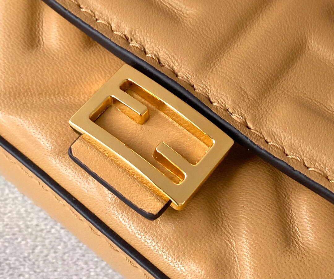 Fendi 7AR844 Nano Baguette Charm Apricot Nappa Leather - luxibagsmall