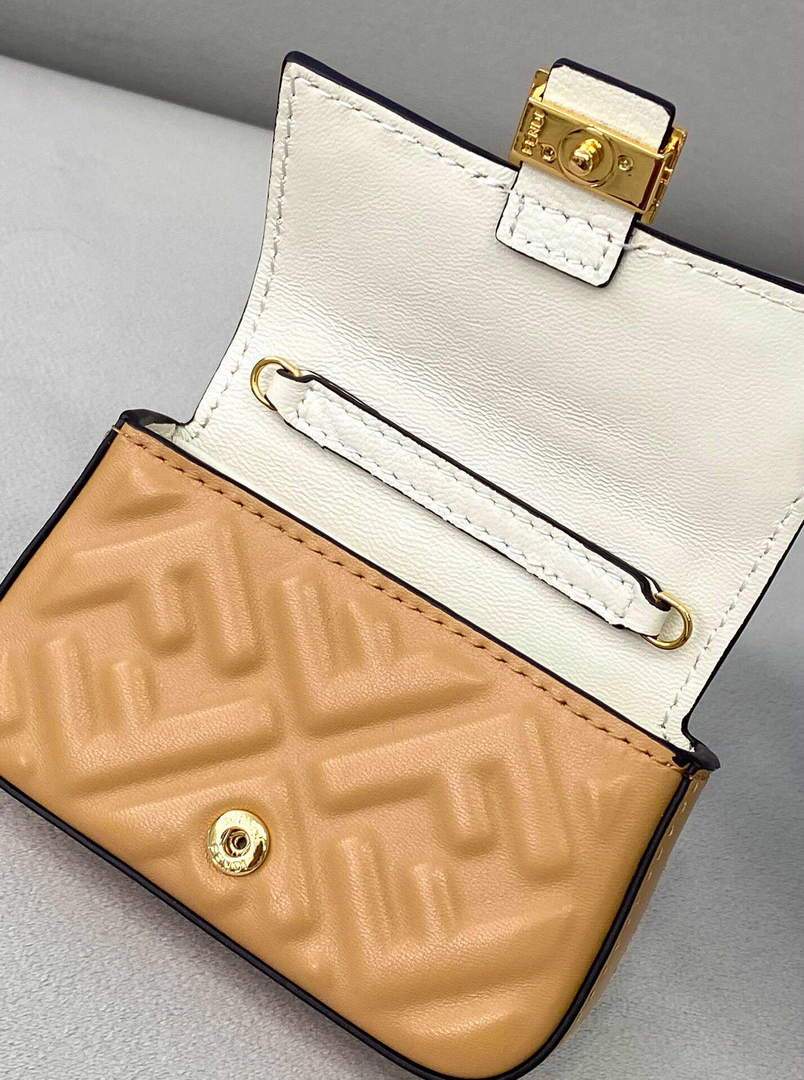 Fendi 7AR844 Nano Baguette Charm Apricot Nappa Leather - luxibagsmall