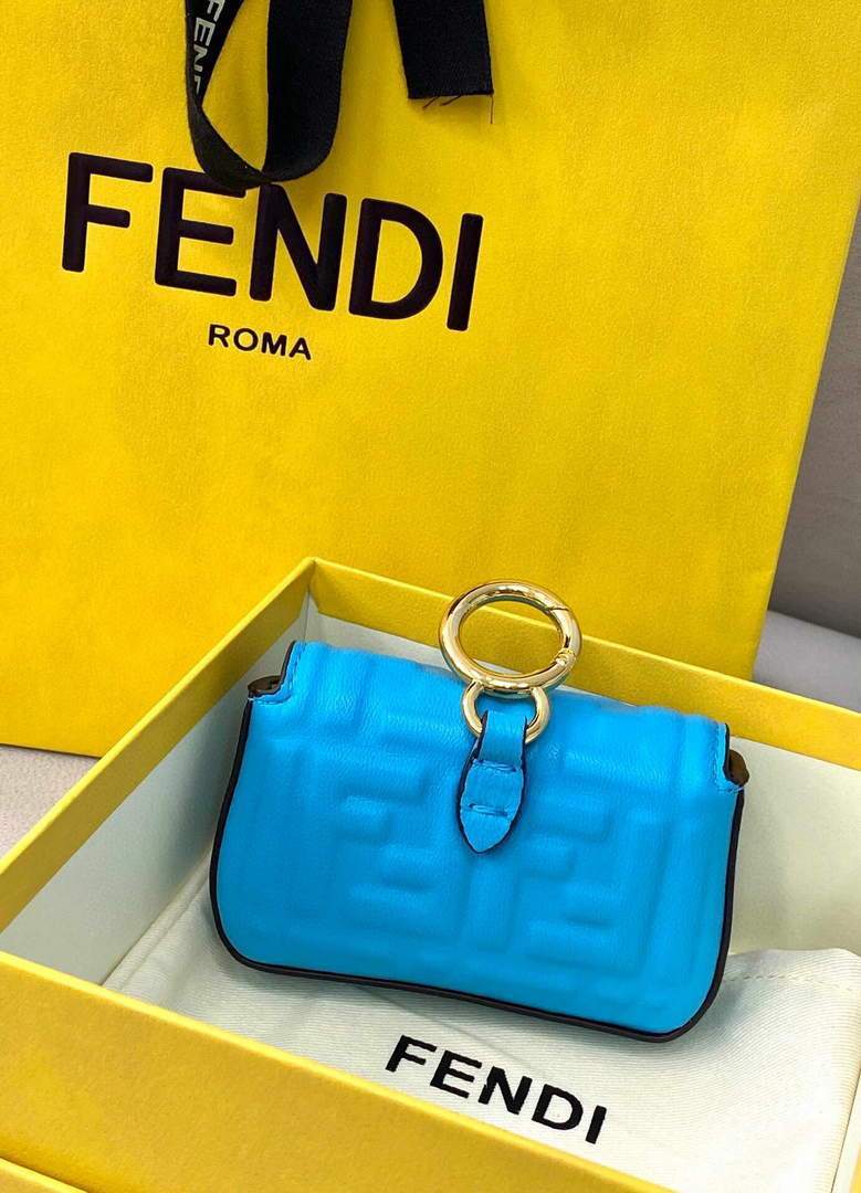 Fendi 7AR844 Nano Baguette Charm Blue Nappa Leather - luxibagsmall