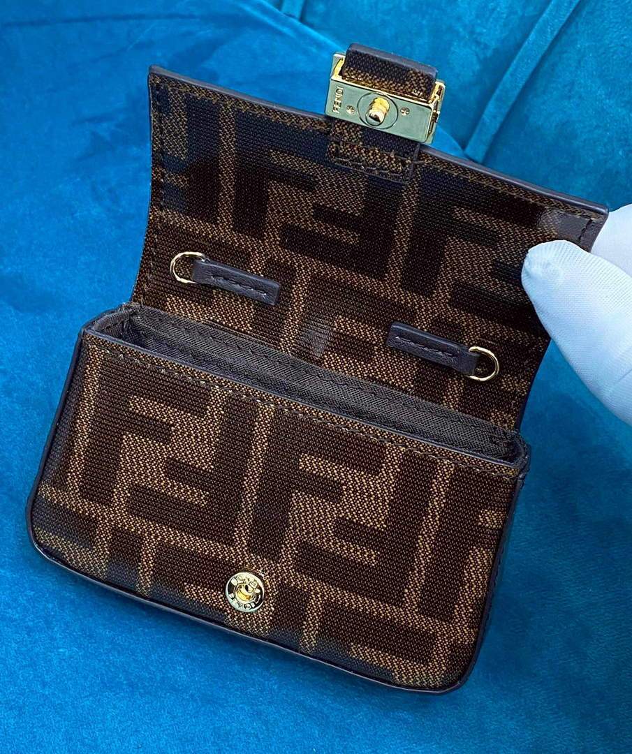 Fendi 7AR844 Nano Baguette Charm Brown Nappa Leather - luxibagsmall