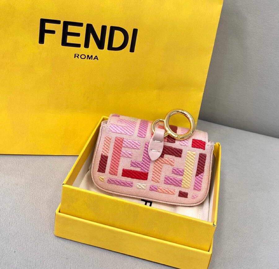 Fendi 7AR844 Nano Baguette Charm Pink Canvas Charm - luxibagsmall