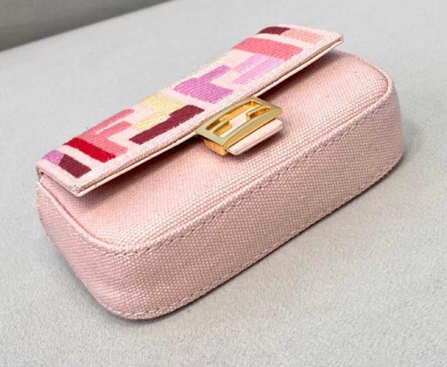 Fendi 7AR844 Nano Baguette Charm Pink Canvas Charm - luxibagsmall