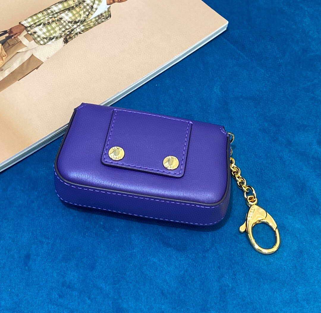 Fendi 7AR844 Nano Baguette Charm Purple Nappa Leather - luxibagsmall