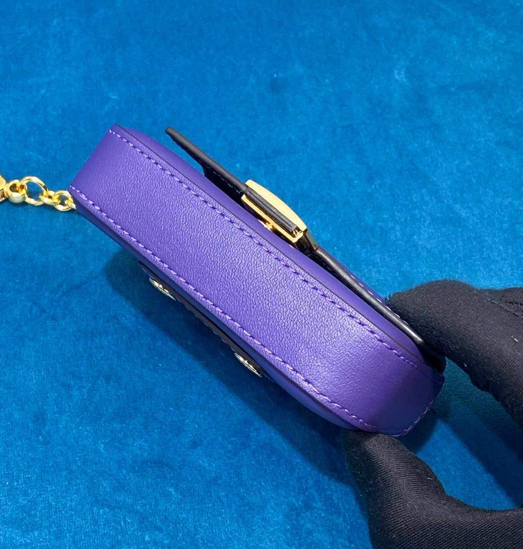 Fendi 7AR844 Nano Baguette Charm Purple Nappa Leather - luxibagsmall