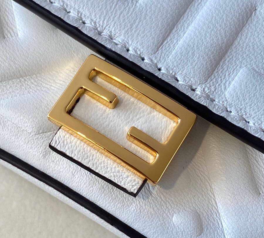 Fendi 7AR844 Nano Baguette Charm White Nappa Leather - luxibagsmall