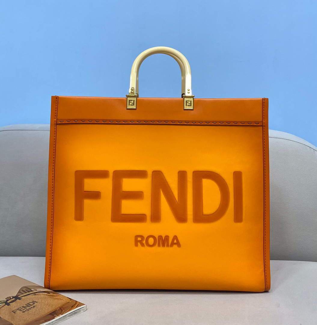 Fendi 8BH372 Sunshine Large Natural Coloured Leather Shopper Bag 80009L Brown - luxibagsmall