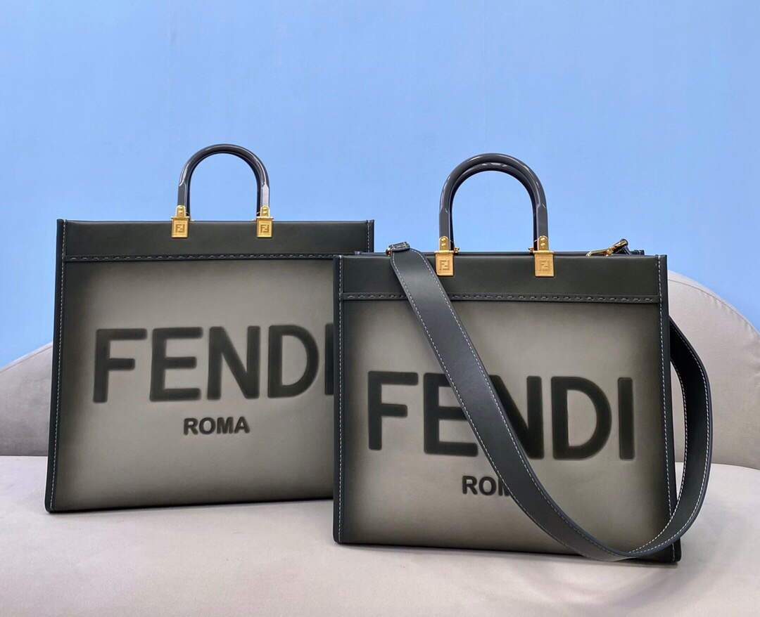 Fendi 8BH372 Sunshine Large Natural Coloured Leather Shopper Bag 80009L Gray - luxibagsmall