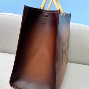 Fendi 8BH372 Sunshine Large Natural Coloured Leather Shopper Bag 80009L Dark brown - luxibagsmall