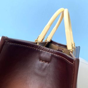 Fendi 8BH372 Sunshine Large Natural Coloured Leather Shopper Bag 80009L Dark brown - luxibagsmall