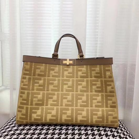 Fendi 8BH374 FENDI PEEKABOO X-TOTE Apricot Canvas Bag - luxibagsmall