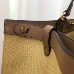 Fendi 8BH374 FENDI PEEKABOO X-TOTE Apricot Canvas Bag - luxibagsmall