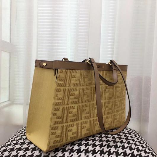 Fendi 8BH374 FENDI PEEKABOO X-TOTE Apricot Canvas Bag - luxibagsmall