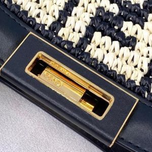 Fendi 8BH374 FENDI PEEKABOO X-TOTE Black FF Raffia Bag - luxibagsmall