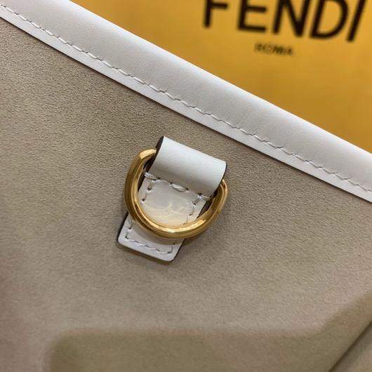 Fendi 8BH372 FENDI Large Sunshine Shopper Bag White Leather - luxibagsmall