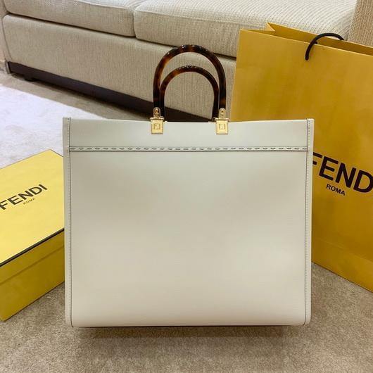 Fendi 8BH372 FENDI Large Sunshine Shopper Bag White Leather - luxibagsmall