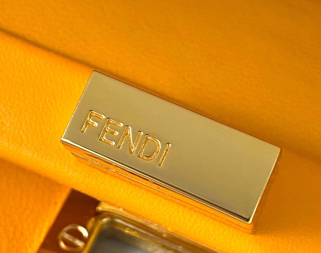 Fendi 8BN244 Peekaboo Iconic Mini Orange Nappa Leather Bag - luxibagsmall