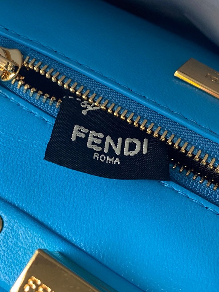 Fendi 8BN320 Peekaboo ICONIC XS Blue Nappa Leather 8328 Bag - luxibagsmall