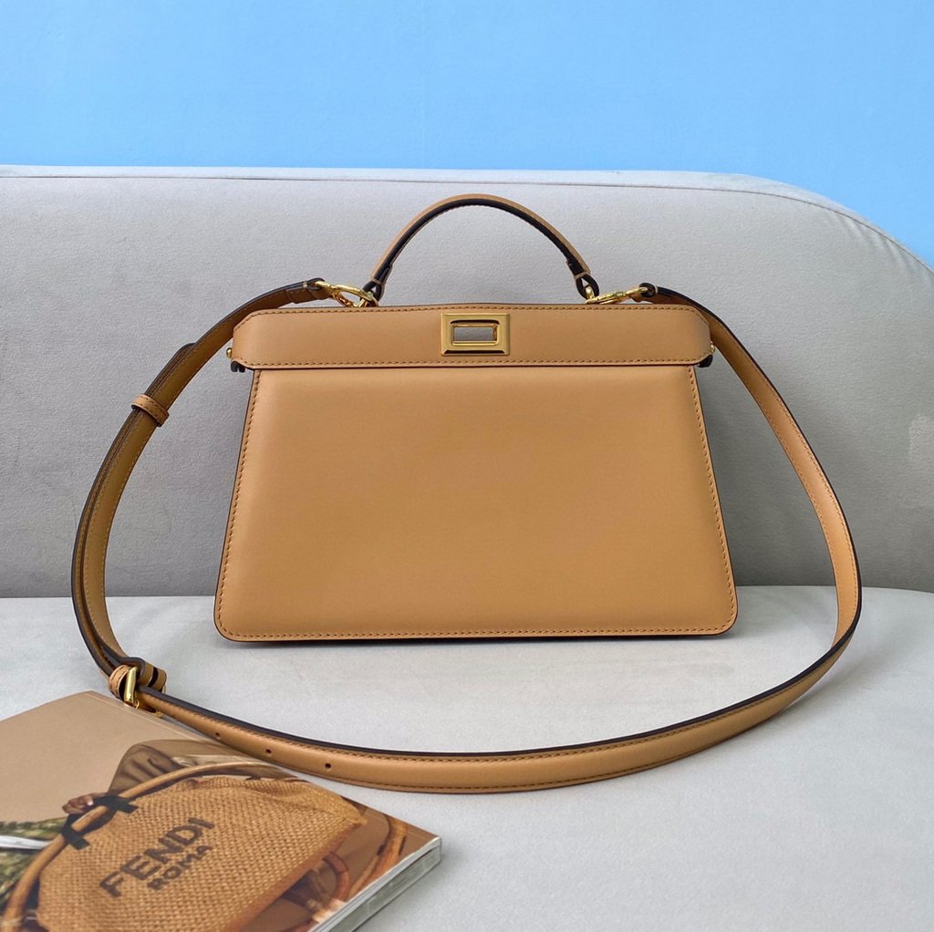 Fendi 8BN323 Peekaboo ISEEU EAST-WEST Apricot Leather 70193S Bag - luxibagsmall