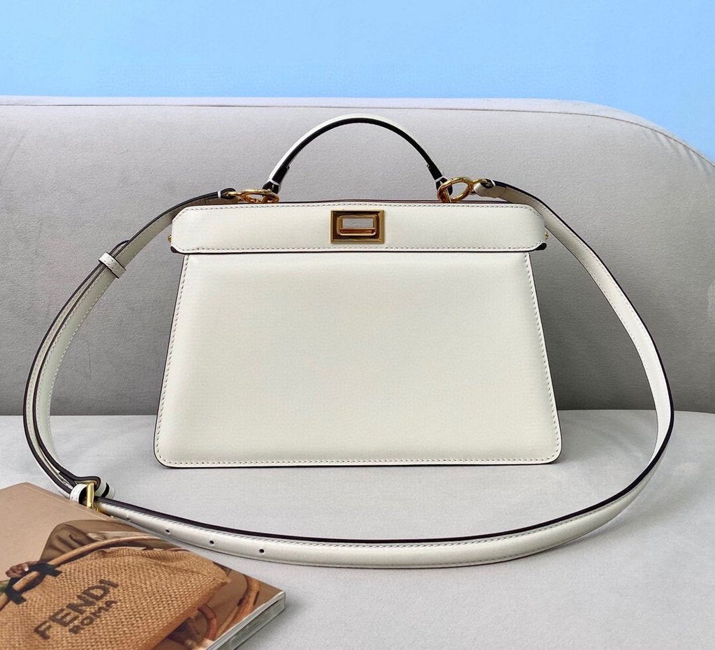 Fendi 8BN323 Peekaboo ISEEU EAST-WEST White Leather 70193S Bag - luxibagsmall