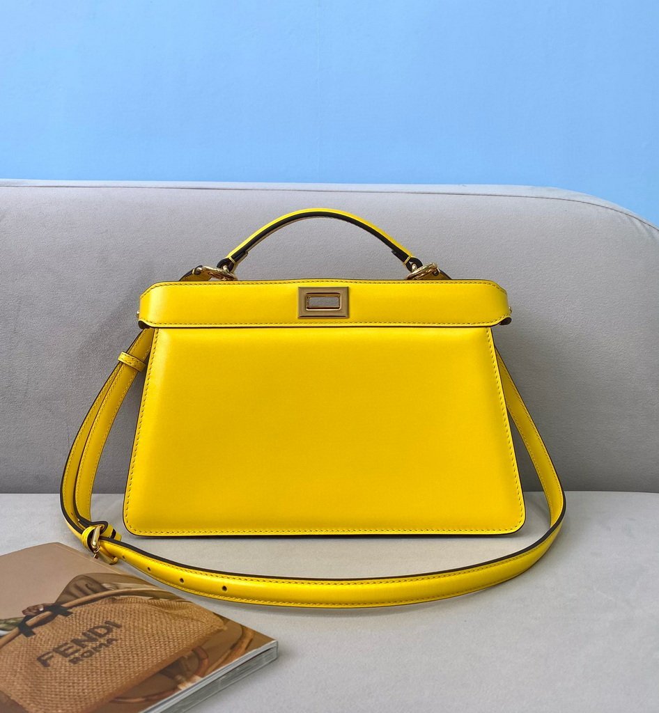 Fendi 8BN323 Peekaboo ISEEU EAST-WEST Yellow Leather 70193S bag - luxibagsmall