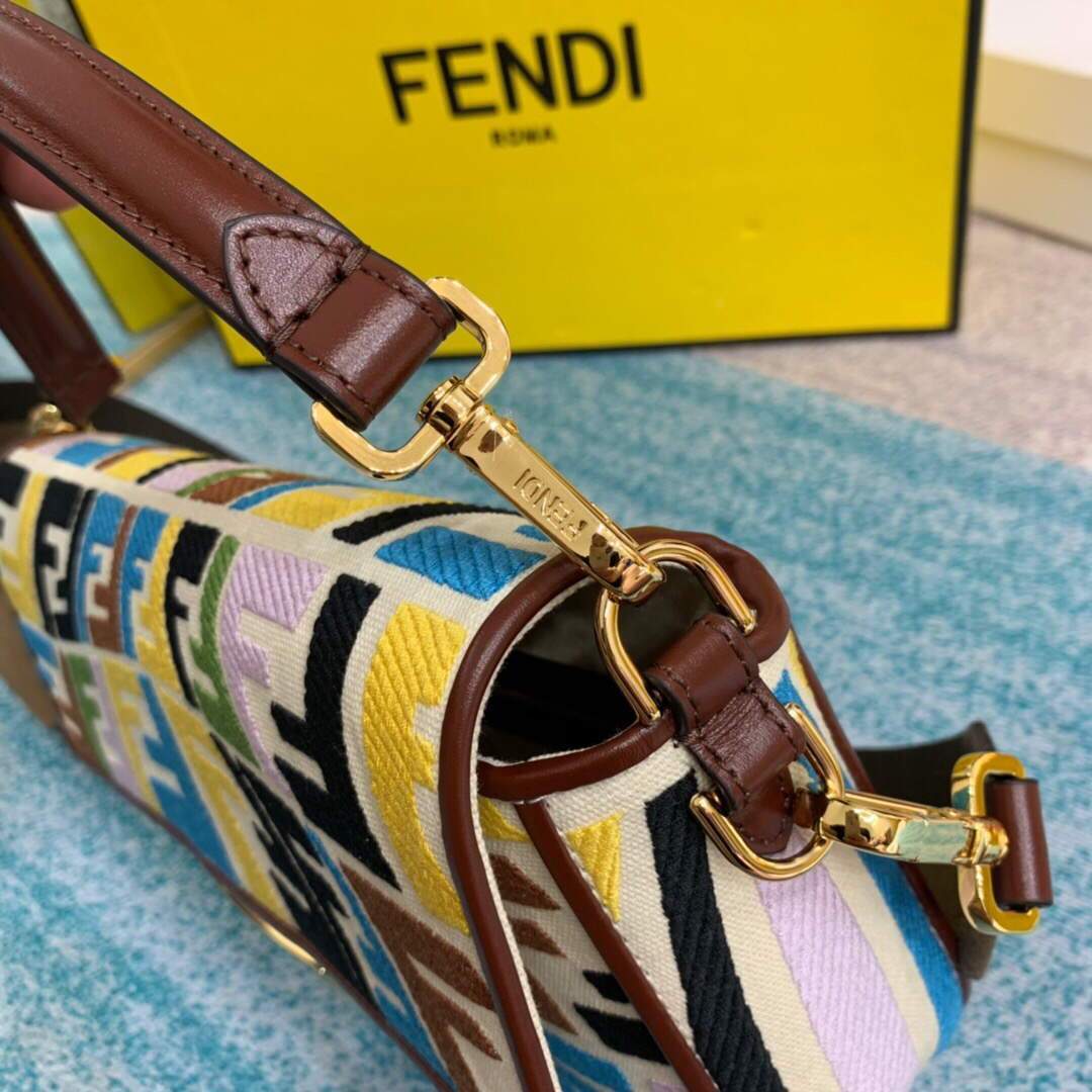 Fendi 8BR600 Baguette Multicolour Embroidered Canvas Bag - luxibagsmall