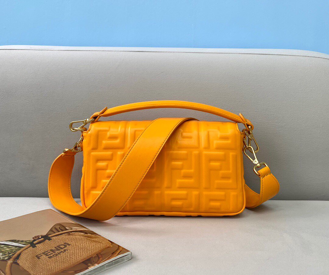 Fendi 8BR600 Baguette Orange Nappa Leather Bag - luxibagsmall