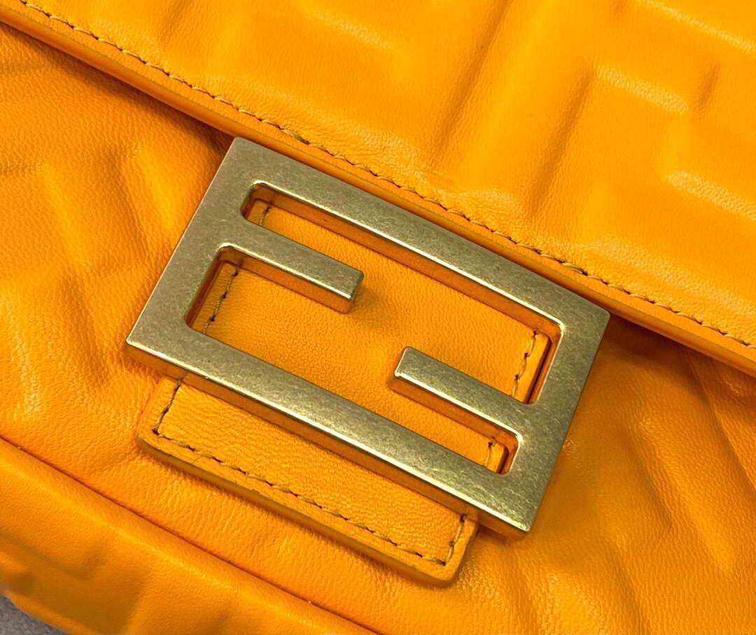 Fendi 8BR600 Baguette Orange Nappa Leather Bag - luxibagsmall