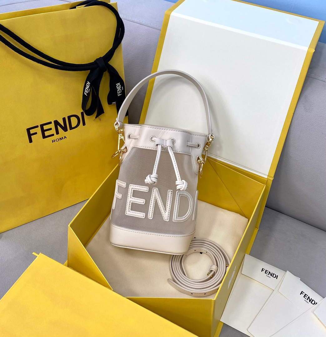 Fendi 8BS010 Mon Tresor Leather And Mesh Mini Bag 8361 Beige - luxibagsmall