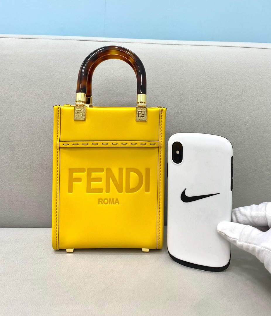 Fendi 8BS051 Mini Sunshine Shopper Leather Bag 8376A Yellow - luxibagsmall