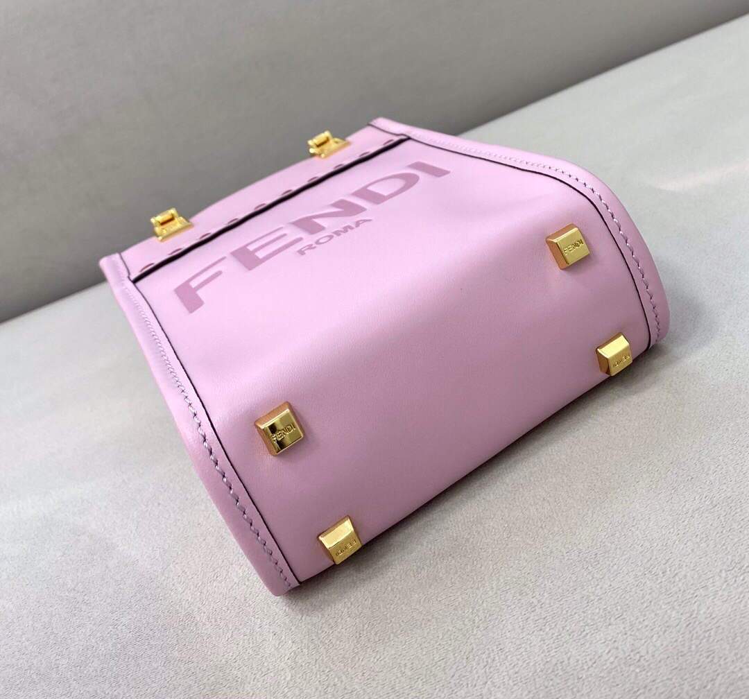 Fendi 8BS051 Mini Sunshine Shopper Leather Bag 8376A Pink - luxibagsmall