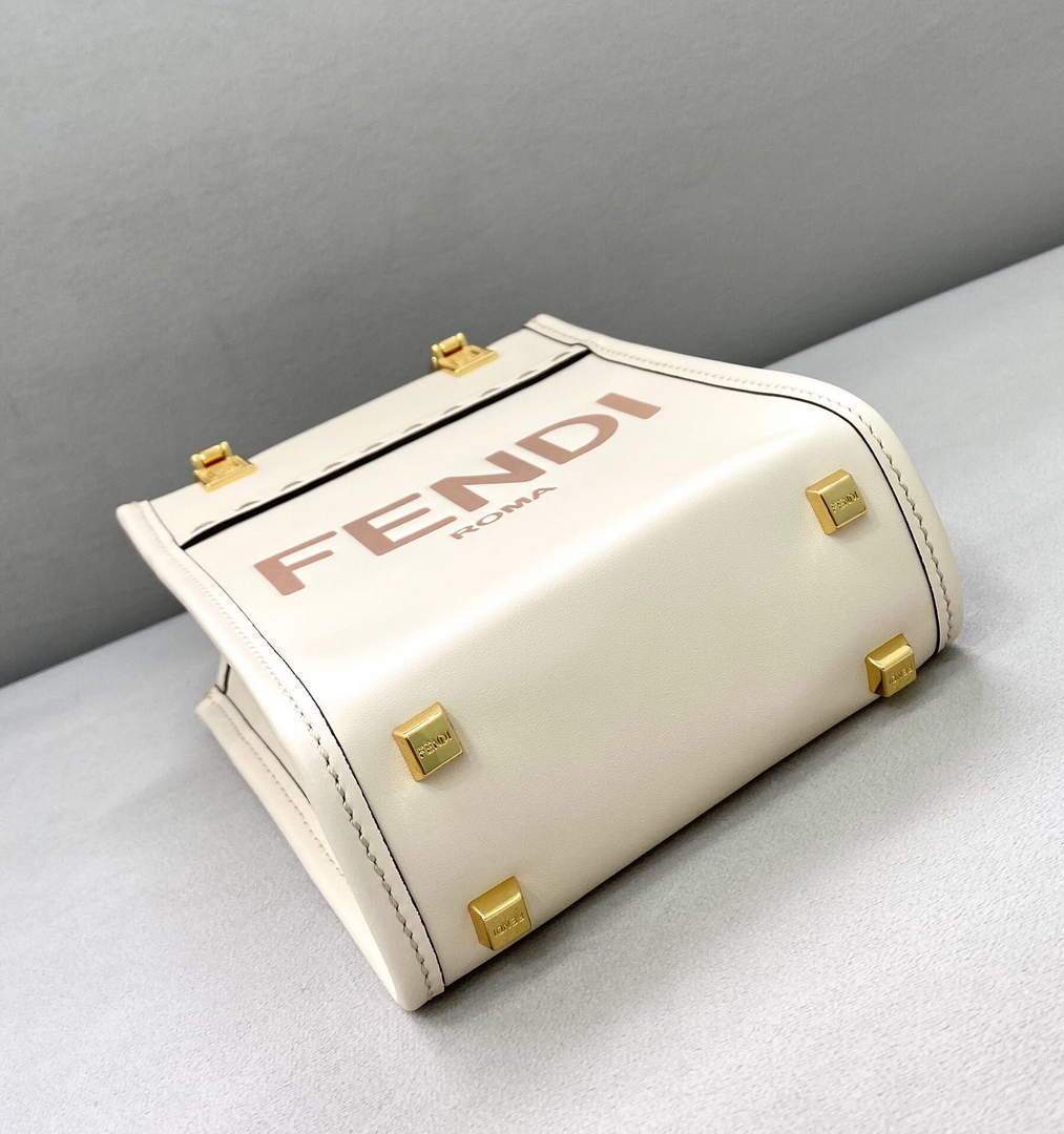 Fendi 8BS051 Mini Sunshine Shopper Leather Bag 8376A Beige - luxibagsmall