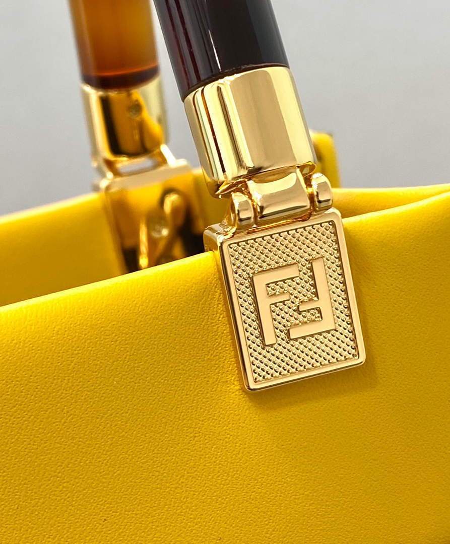 Fendi 8BS051 Mini Sunshine Shopper Leather Bag 8376A Yellow - luxibagsmall