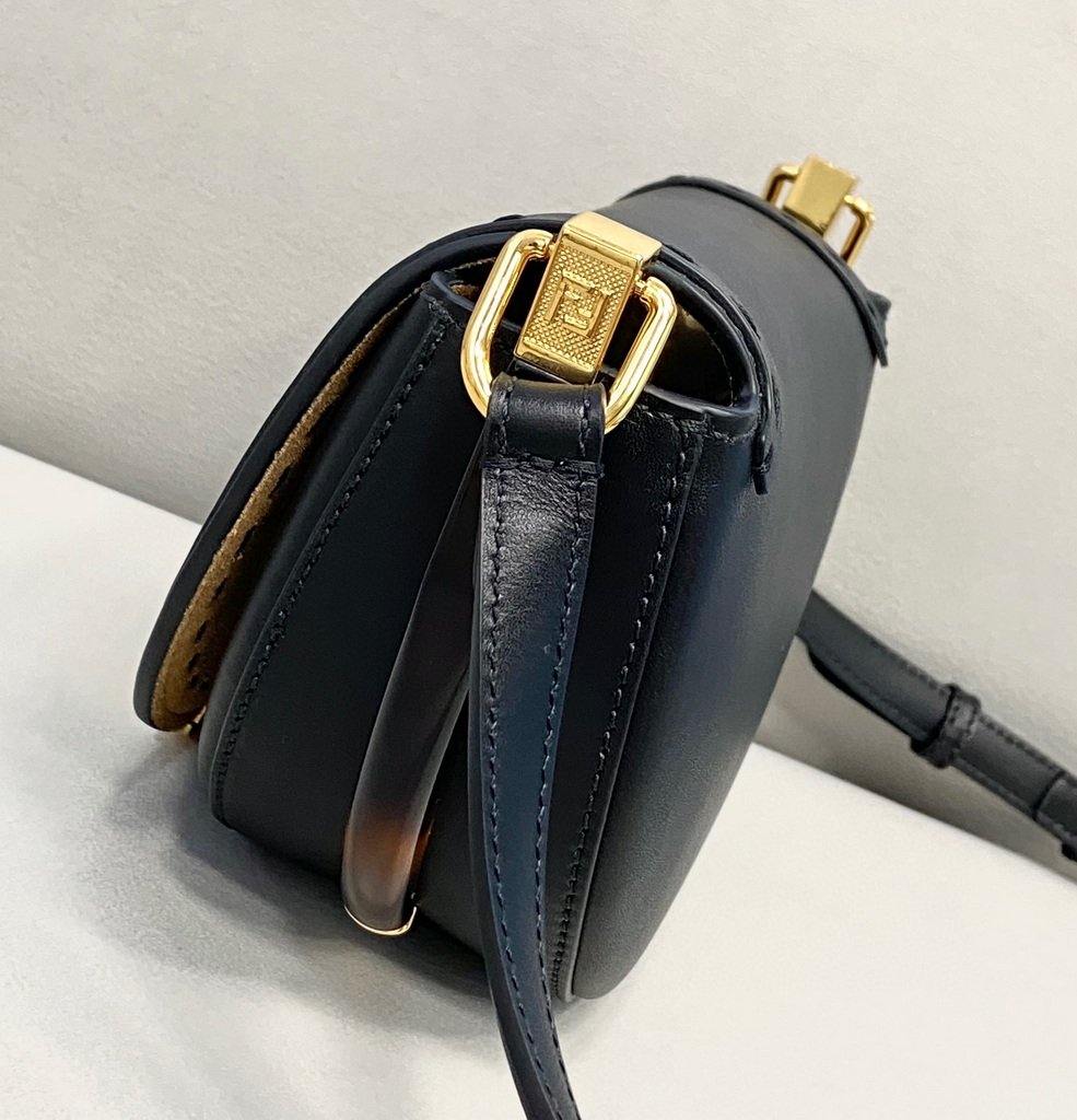 Fendi 8BT346 Fendi Moonlight Shoulder Saddle Leather Bag Black - Voguebags