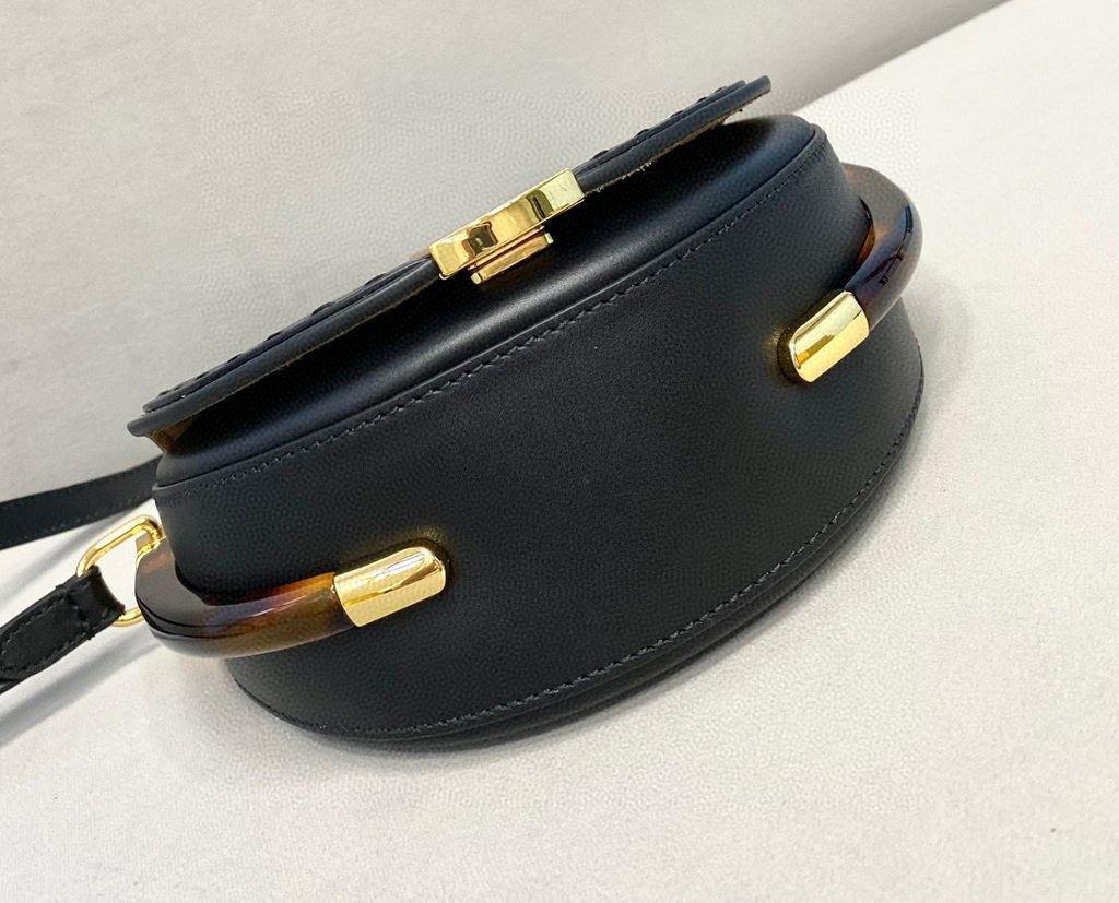 Fendi 8BT346 Fendi Moonlight Shoulder Saddle Leather Bag Black - Voguebags