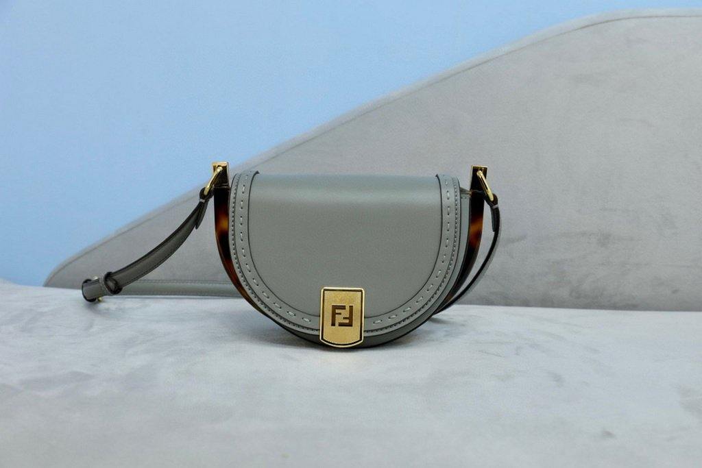 Fendi 8BT346 Moonlight Shoulder Gray Leather Bag - Voguebags