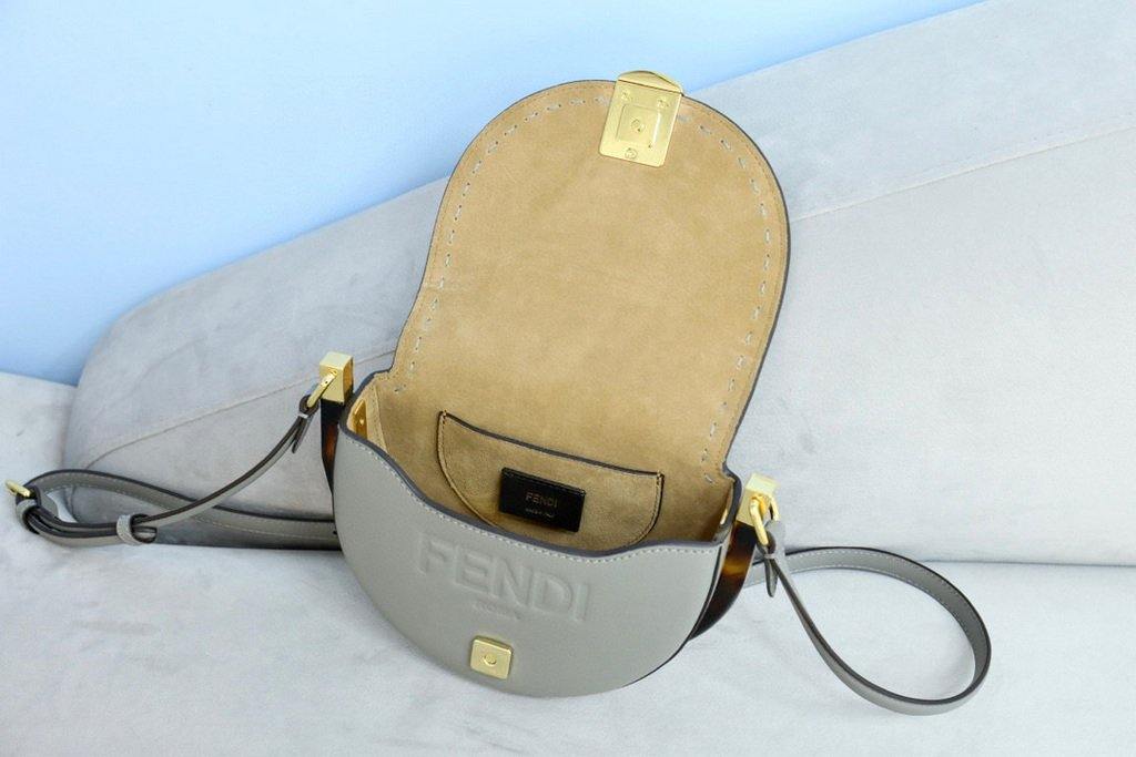 Fendi 8BT346 Moonlight Shoulder Gray Leather Bag - Voguebags