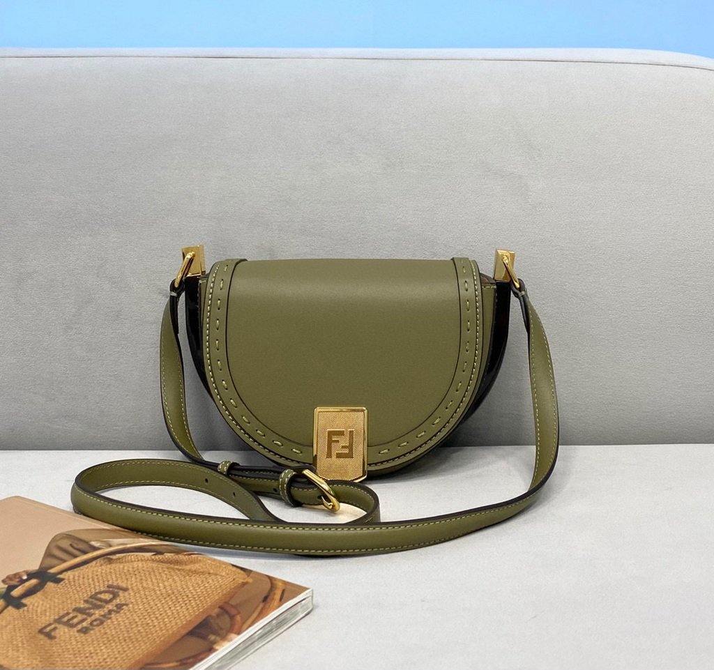 Fendi 8BT346 Moonlight Shoulder Green Leather Bag - Voguebags