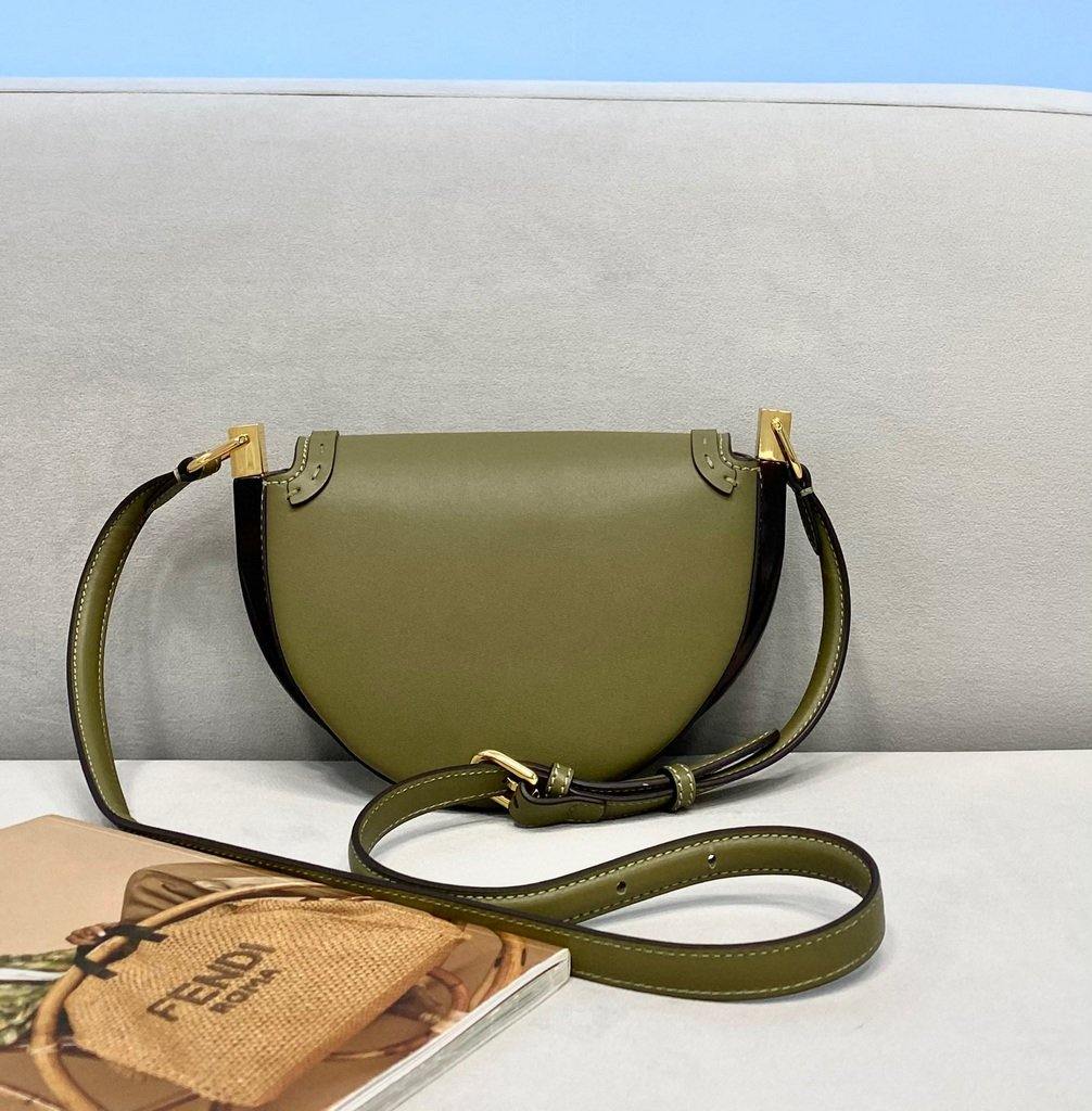 Fendi 8BT346 Moonlight Shoulder Green Leather Bag - Voguebags