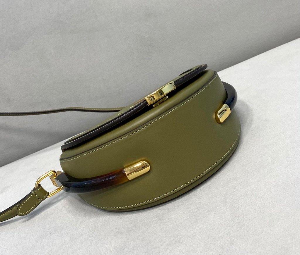 Fendi 8BT346 Moonlight Shoulder Green Leather Bag - Voguebags