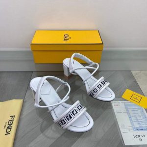 Fendi 8X8093 FF Interlace Leather Sandals White - luxibagsmall