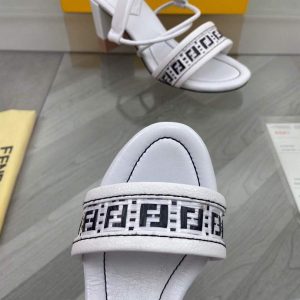 Fendi 8X8093 FF Interlace Leather Sandals White - luxibagsmall