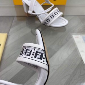 Fendi 8X8093 FF Interlace Leather Sandals White - luxibagsmall