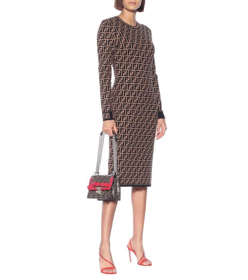 Fendi Women’s FD9627A8 Brown Micro Mesh Dress - Voguebags