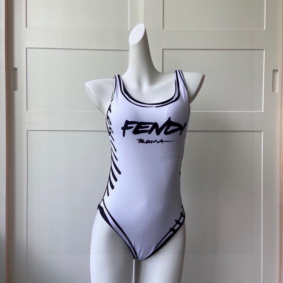 Fendi Women's ONE-PIECE SWIMSUIT White LYCRA swimsuit FXB922 - luxibagsmall