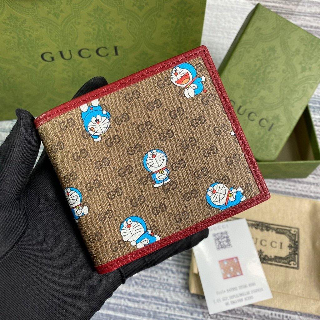 GG 647802 Gucci Doraemon x Gucci Bi-fold Wallet Red - luxibagsmall