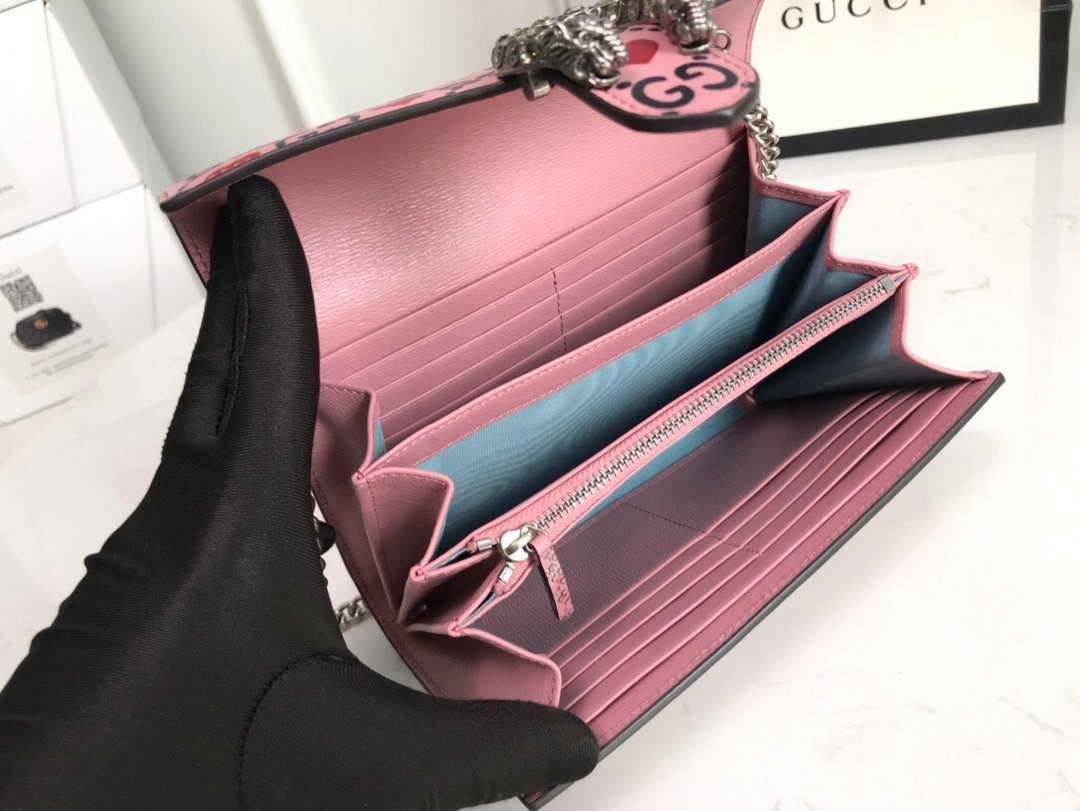 Gucci 401231 Gucci Dionysus GG Mini Chain Bag Pink - luxibagsmall