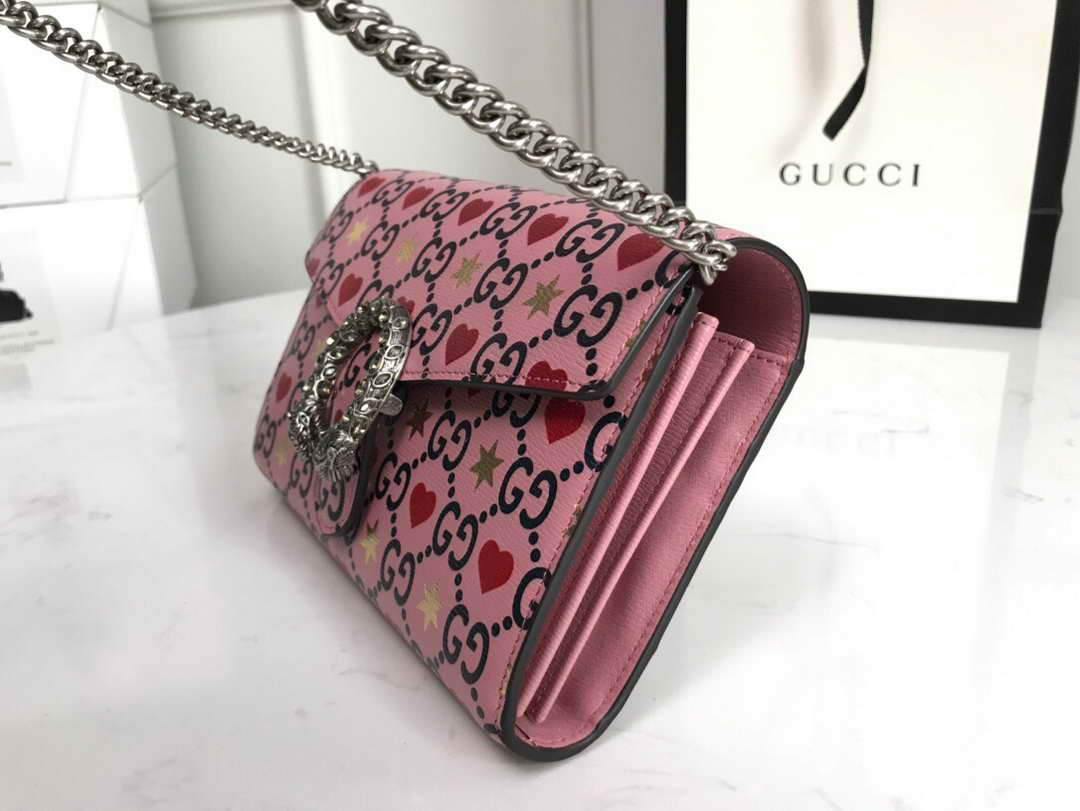 Gucci 401231 Gucci Dionysus GG Mini Chain Bag Pink - luxibagsmall