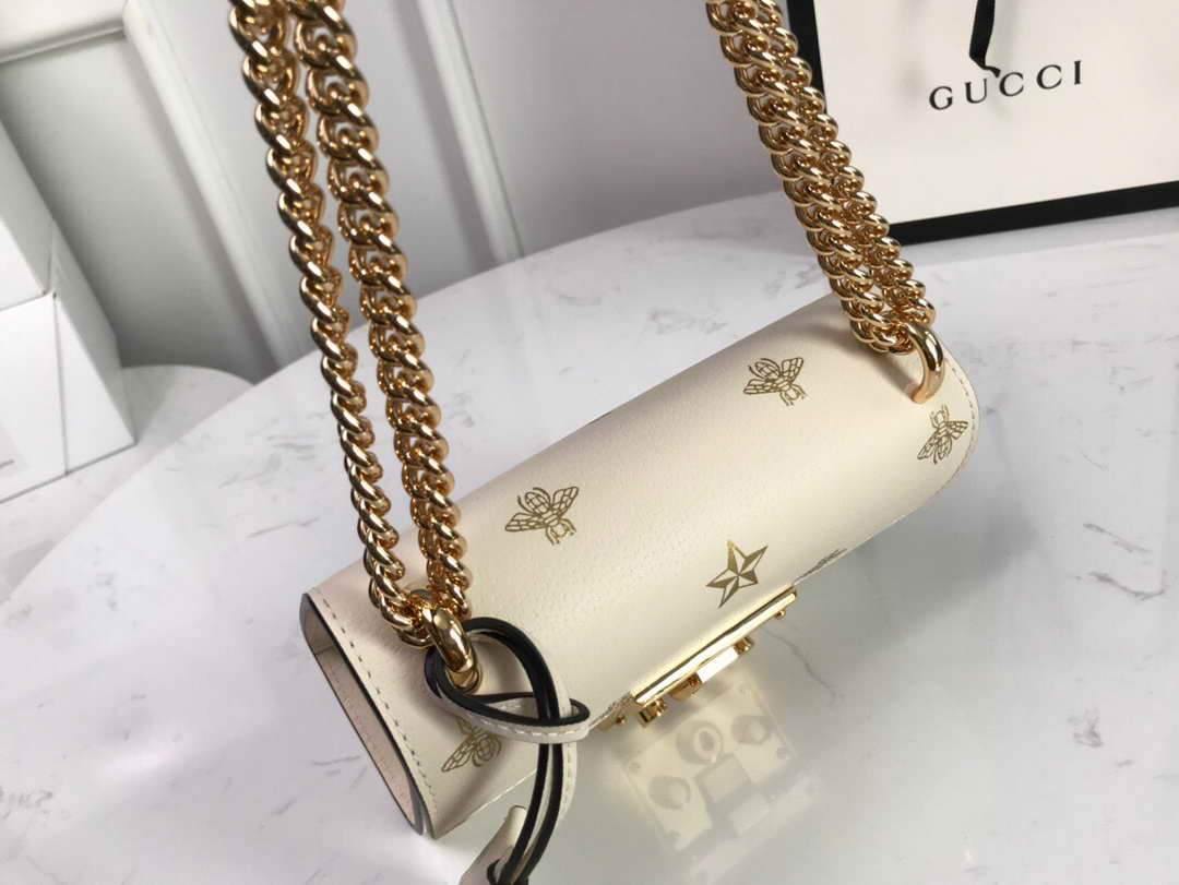 Gucci 432182 Padlock Bee Star small Shoulder Bag Beige - luxibagsmall